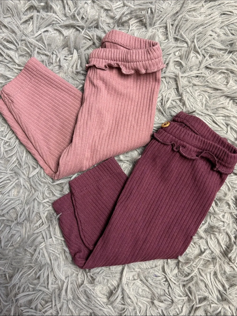Carter's Ribbed Two-Pack Leggings in Plum and Dusty Pink